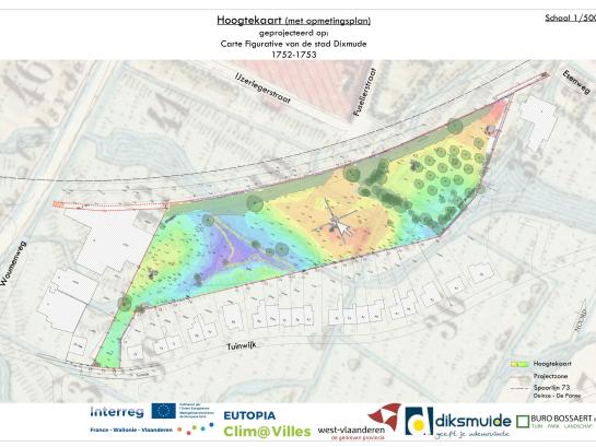 Historische kaart Vestingpark met hoogtekaart